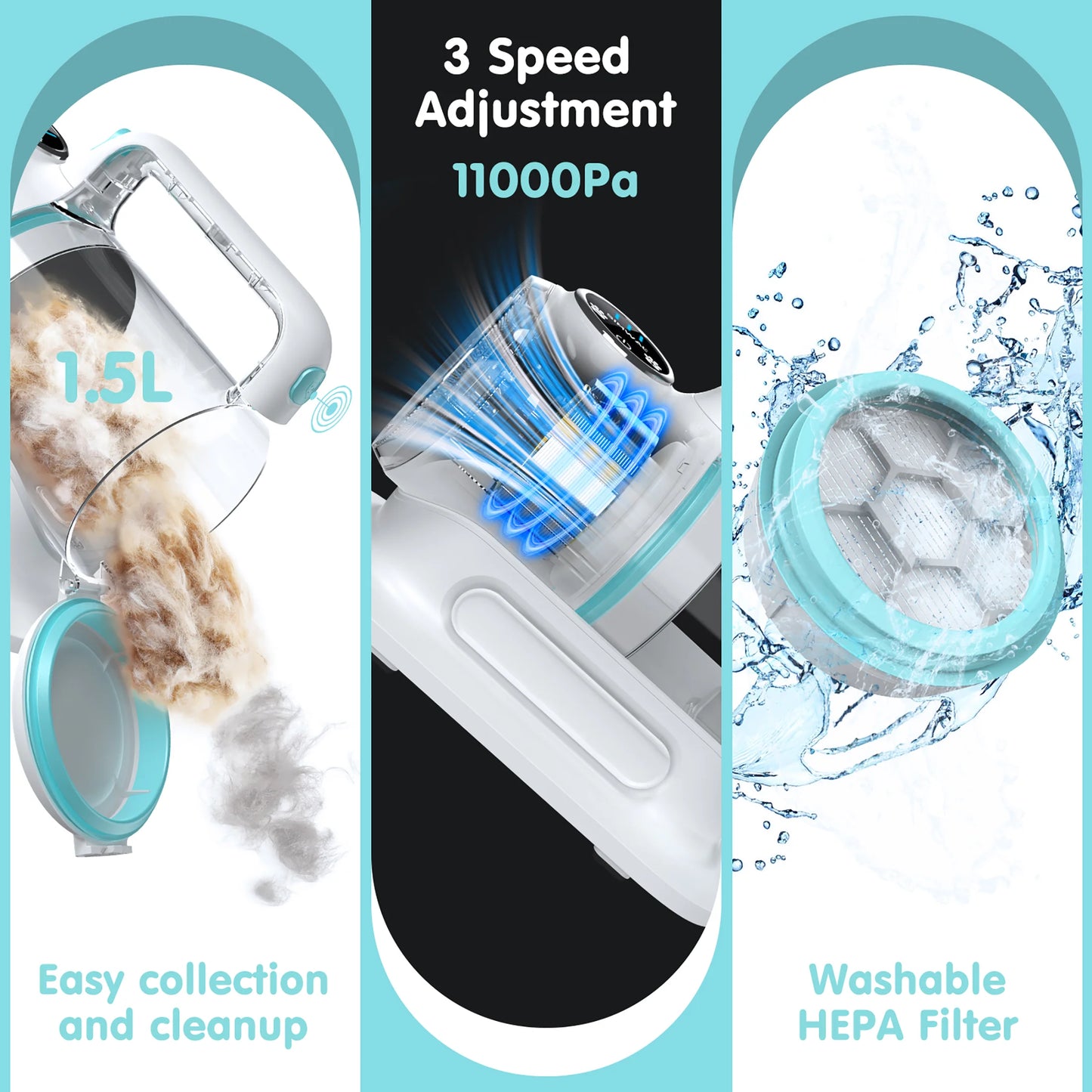 EVLIVE Professional 6-In-1 Dog Grooming Vacuum Kit - 11000PA High Suction & 1.5L Large Capacity | 99% Hair Removal with Complete Grooming Tools | High Suction Pet Vacuum for Professional Grooming