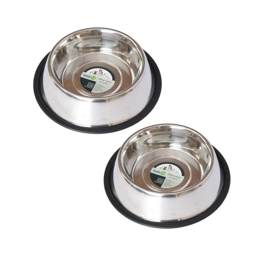 2-Pack Stainless Steel Non-Skid Pet Bowl for Dog or Cat, 24 Oz, 3 Cup