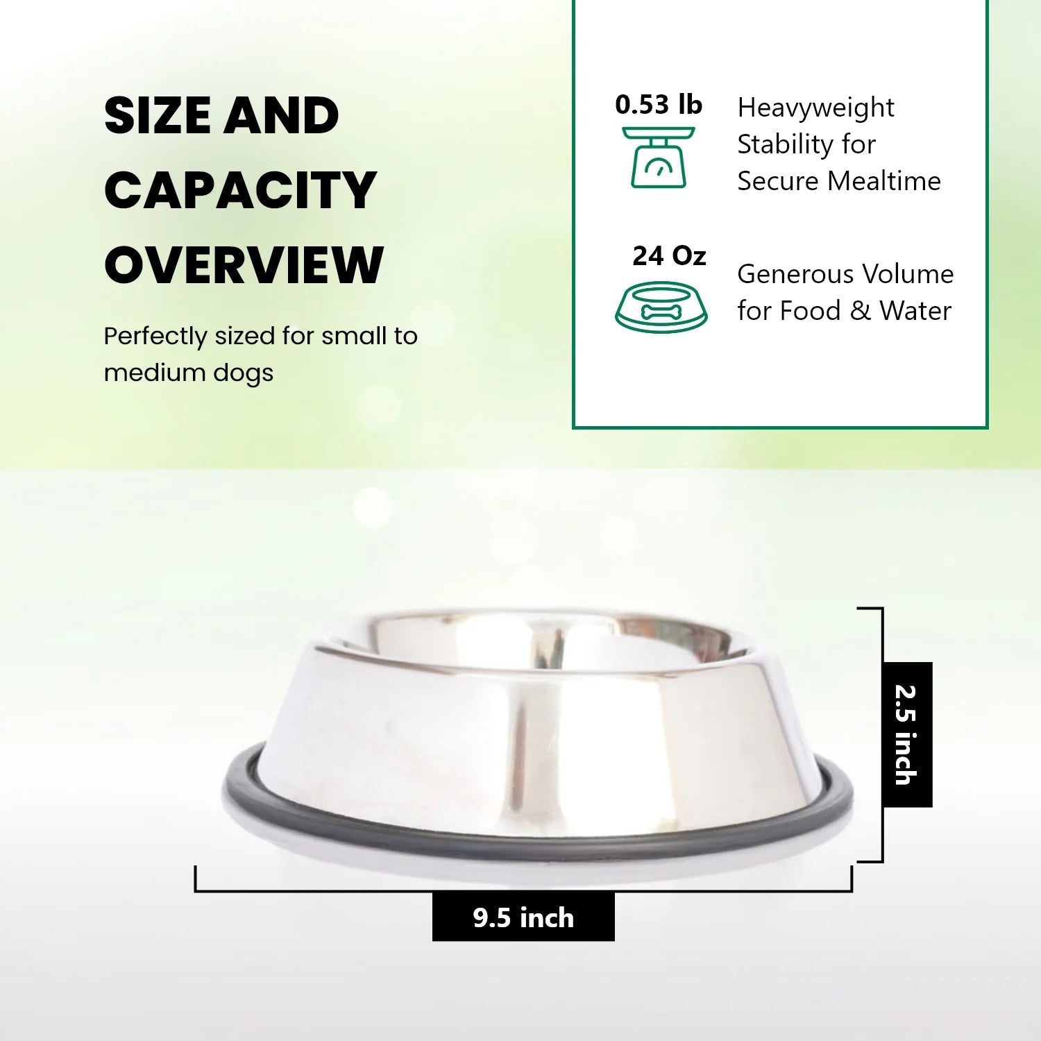 2-Pack Stainless Steel Non-Skid Pet Bowl for Dog or Cat, 24 Oz, 3 Cup